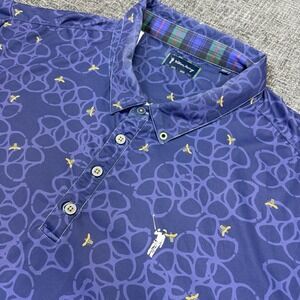 William Murray Golf Polo Shirt Men's 3XL Blue Honeycomb Bee Print Performance